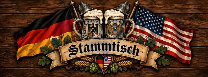 Stammtisch banner with German and American flags